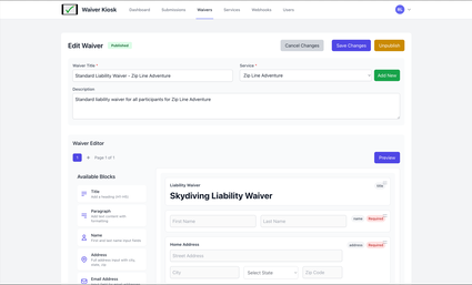Drag-and-drop waiver editor